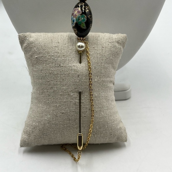 Vintage Cloisonne Stick Hat Lapel Pin Blue
Yellow Pink Egg Cloisonne Flower 4” - Picture 2 of 9